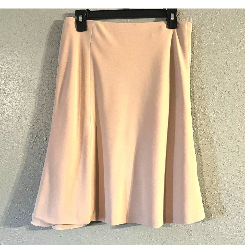 Vintage Georgio Armani Women's Beige Tulip Skirt Sz 12 100% Wool Fit and Flare